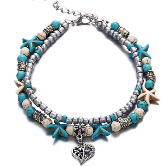 Jewelry - Turquoise and Silver Starfish Anklet